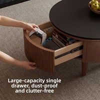 Table basse en bois massif avec plateau en pierre, design moderne et minimaliste pour salon, usage domestique, petits appartements, modèle CJ094