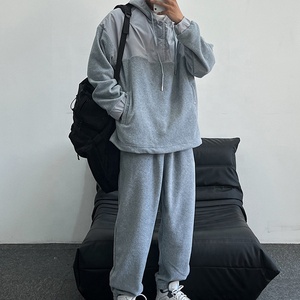 Ensemble de survêtements vintage de haute qualité pour hommes, style streetwear personnalisé, avec surpiqûres de couleur unie, réversible et 100 % coton écologique - Product Image 2