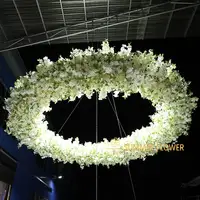 Flores artificiales colgantes para decoración de techo, flores blancas de seda para boda, venta al por mayor