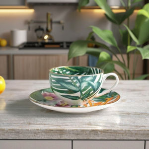 Vente en gros de luxe ensemble de vaisselle en porcelaine osseuse, assiettes à dîner en porcelaine écologique au design de forêt tropicale humide pour le dîner - Product Image 2