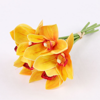 Buket Anggrek Cymbidium Buatan Berkualitas Tinggi 6 Tangkai, Dekorasi Pernikahan, Bunga Anggrek Buatan