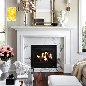 人造石现代高品质石材室内独立式白色壁炉