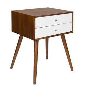 Comodino MDF classico della metà del secolo comodino elegante legno accanto al tavolo con cassetto per soggiorno e camera da letto