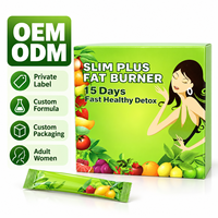 Complément alimentaire brûleur de graisse OEM Herbal Slim Plus, cure détox de 15 jours, comprimés pour la gestion du poids pour femmes adultes, marque privée