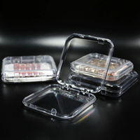 Boîte à ongles carrée transparente haut de gamme recyclable en gros d'usine, boîte de rangement et de présentation pour faux ongles, emballage pour feuilles d'ongles et bijoux