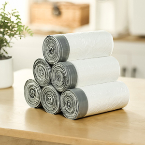 Hotel desechable grueso 45*50cm negro boca plana cordón bolsas de basura rollo hogar bolsas de basura embalaje ropa PE - Product Image 5