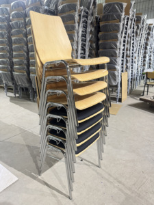 Chaise de formation en contreplaqué courbé avec grand tabletteur et étagère à livres, chaise d'étudiant pour cours et salles de classe - Product Image 6