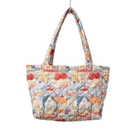 Sac à bandoulière matelassé en polyester Peiquan, motif floral frais, grande capacité, couleur unie, sac en tissu pour femme, sac portable pour tablette