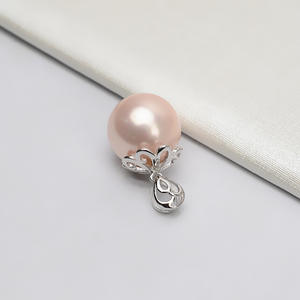 Colgante Grande de Plata S925 con Incrustaciones de Perlas de 16-17 mm, Colgante de Collar con Forma de Sombrero Grande Hueco con Soporte Vacío, Accesorio Moderno 747 - Product Image 4