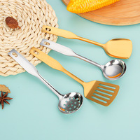 Juguetes para niños, mini utensilios de cocina, simulación de cocina, cuchara de acero inoxidable, espátula para freír, espátula para voltear, colador, utensilios de mesa