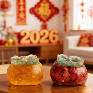 Ornement en résine de cristal naturel en forme de kaki, rouge et jaune, pour la décoration intérieure et <span class=keywords><strong>les</strong></span> cadeaux, vente en gros - Product Image 6