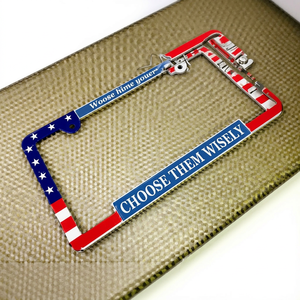 Patriotic US Flag <b>Car</b> Plastic License Plate Frames with <b>Hook</b> Mount Fashion Style 177mm Hole Distance - Product Image 1