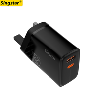 Cargador Tipo C de 25W con Enchufe EU, US, UK, Carga Rápida QC3.0 PD, Cargador de Teléfono Móvil con LED, Adaptador de Corriente USB C, Precio de Fábrica