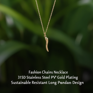 สร้อยคอแฟชั่นแบบโซ่ สแตนเลสสตีล 316L ชุบทอง PVD ทนทาน ดีไซน์จี้ยาว - Product Image 3