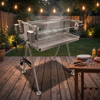 Barbecue Grill Double Broche Shashlik Gril Vertical Poulet Grill Chypre Brésilien Churrasco Spit Rôtisserie avec Kit de Rôtissoire