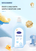 Gel Douche et Shampoing 2-en-1 Bio Naturel Hydratant Marque Blanche pour Peau Délicate de Nouveau-né au Lait et Vitamines B5/E