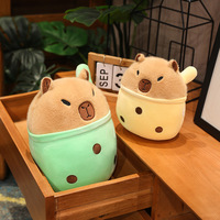 EN STOCK Nouveaux Peluches Populaires Douces et Mignonnes Kawaii Boba Capybara, Jouet en Peluche Capybara Bubble Boba Tea