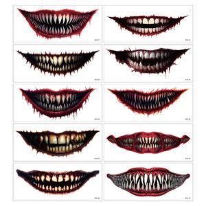 Halloween DIY Autocollants <span class=keywords><strong>D</strong></span>écoratifs Effrayant Lèvres Dents Faux Tatouages pour <span class=keywords><strong>Horreur</strong></span> Fête Maquillage Effrayant Visage/Corps <span class=keywords><strong>D</strong></span>écalcomanies - Product Image 4