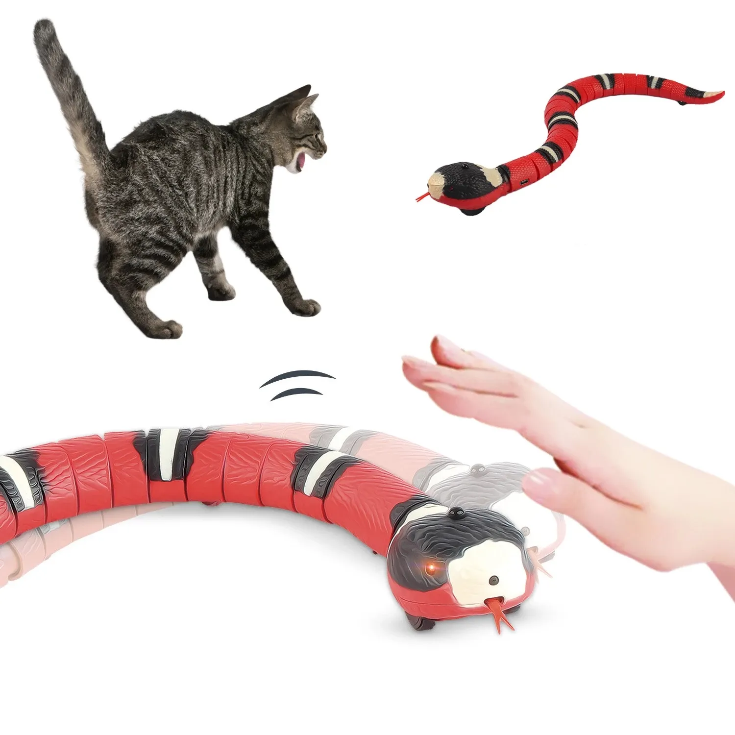 Creative Smart Sensing Cat Elektrische Schlange Interaktives USB-Laden Automatisches Teasing-Spielzeug für Katzen Hunde Haustier Katze Zubehör