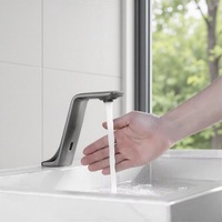 Robinet de lavabo intelligent à induction infrarouge tout en cuivre, à montage sur plan, style moderne et épuré, monocommande, économie d'eau