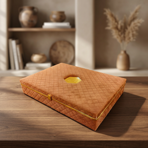 Handmade resin Bhaji Box Series Resin Food Tray 18.5x13 Inch velvet Design Customized Shape Home Decoration Velvet Cloth - Product Image 1