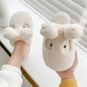 Nouvelles pantoufles en coton à semelle épaisse Dragon Rabbit, Bao Head, antidérapantes, explosion de couleur rouge, moelleuses, mignonnes, chaussures en coton - Product Image 2