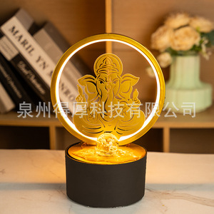 Fontaine d'eau Lotus avec rétroéclairage, décoration électrique ronde pour bureau, entrée, bureau - Product Image 3