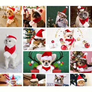 Ensemble promotionnel chapeau et écharpe de Noël, fournitures de décoration <span class=keywords><strong>pour</strong></span> fête de Noël, chapeau de Père Noël en peluche <span class=keywords><strong>pour</strong></span> chats et chiens, <span class=keywords><strong>bonnet</strong></span> de Noël <span class=keywords><strong>pour</strong></span> animaux de compagnie - Product Image 3