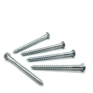 Fasteners Supplier DIN571 Galvanized Or Stainless Steel Lag Bolt Coach Screw Hex Head Wood Screw