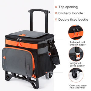 Glacière pliable à roulettes 50 litres, isotherme et étanche, avec chariot tout-terrain pour le camping et les activités de plein air - Product Image 4