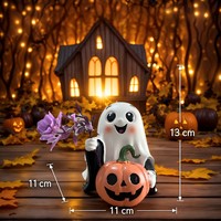 Vente directe d'usine : Adorables sculptures en résine d'Halloween, fantôme souriant de dessin animé avec citrouille