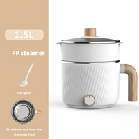 Marmite Électrique Compacte 1,8L 600W pour Maison, Hôtel, Extérieur et Usage Commercial, Revêtement Antiadhésif PP, Couvercle en Verre Trempé, Efficacité Énergétique A+