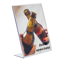 Porte-affiche de table en acrylique réglable en forme de T | Présentoir de plaque personnalisé transparent et porte-menu/nom pour restaurant, événement