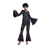 Costume de disco Ragelion pour femmes, années 60 et 70, kit de fête d'Halloween avec haut, pantalon et accessoires, matière polyester, taille adulte