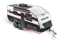Caravane tout-terrain élégante, caravane de camping de luxe en aluminium, remorque de voyage avec lit en latex souple