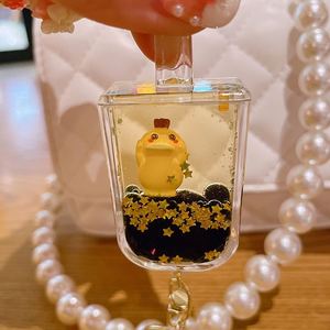 Popular Acrylic Keyring <b>Key</b> Chain New Cute <b>Ring</b> Oil Floating Pink Bubble Psyduck Quicksand Cup Liquid Keychain - Product Image 4