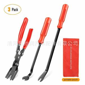 Car Repair Tool <b>Set</b> 3 Piece Steel <b>Pliers</b> Screwdriver Pry Bar Red Handle Auto Maintenance Kit - Product Image 2