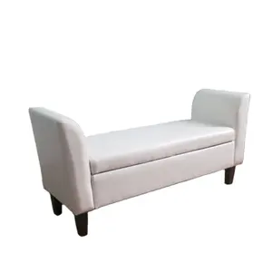 现代设计玛莎现代卷轴臂家用家具仿皮储物长凳床头脚凳带储物