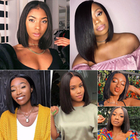Perruque Lace Front pas chère en cheveux humains, perruques courtes bob en cheveux humains, perruques Lace Front brésiliennes, perruques Lace Frontal HD pour femmes noires