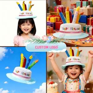 Sombreros de fieltro ecológicos personalizados para fiestas de carnaval, decoración para pasteles de cumpleaños con soporte para velas, accesorios festivos para la cabeza para niños - Product Image 3