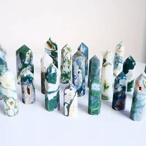 Punta de Ágata Musgosa Natural al por Mayor a Precio de Fábrica, Torre de Piedra de Cristal Druzy para Decoración y Regalo - Product Image 2