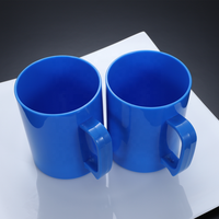 Tasse à lait moderne populaire sans BPA, tasses en plastique bleu avec poignée