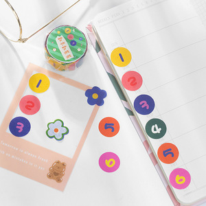 LABON 100 pièces/rouleau Autocollants numérotés Kawaii pour la date, Ruban Washi Mignon pour le suivi des émotions et de l'humeur, pour agenda scolaire et journalisation - Product Image 3
