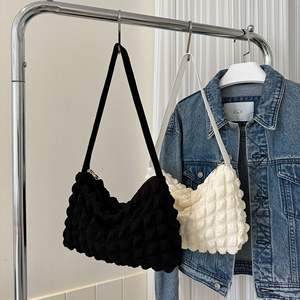 2025 Summer New Women's Canvas Cloud <b>Bag</b> Niche Fashion Fold-<b>Shoulder</b> Leisure Underarm <b>Bag</b> <b>Large</b> Capacity <b>Zip</b> Two Cotton Lining - Product Image 2