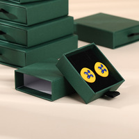 Carton vert foncé personnalisé collier bracelet anneaux tiroir cadeau boîte d'emballage en papier pour bijoux avec logo imprimé