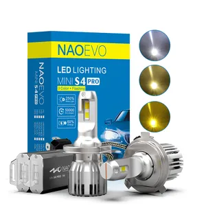 Farol NAOEVO Factory S4 Pro Luz Farol H1 H3 H11 9006 9005 60w 7200lm H4 H7 Flashing And 3 Color 9007 Led Headlight H4