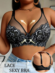 <span class=keywords><strong>Soutien</strong></span>-<span class=keywords><strong>gorge</strong></span> Grande Taille Noir Rouge Push-Up Anti-Affaissement, Raccordant les Poitrines Latérales, Bonnets Complets, Dentelle Respirante, Lingerie Sexy pour Femme - Product Image 6