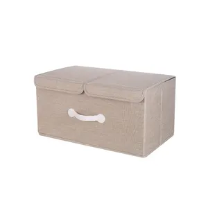 Nueva caja de almacenamiento portátil, caja de almacenamiento de juguetes para ropa de dormitorio, cajón plegable sin tapa, caja de almacenamiento de algodón y lino