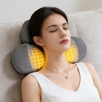 Oreiller de massage du cou 3 en 1, oreiller de traction pour le cou, masseur chauffant à vibrations, oreiller de soutien du cou en mousse à mémoire de forme