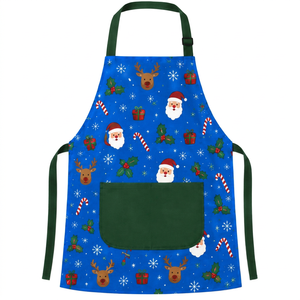 Tablier uniforme bleu et rouge en polyester robuste pour Noël, vente en gros - Product Image 1